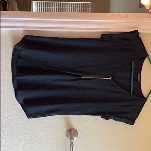Navy zipper blouse